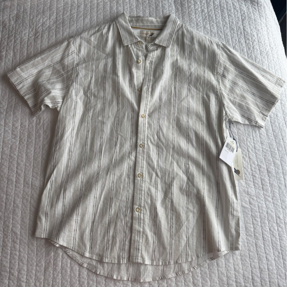 Casual Cream Striped Button Down Shirt
